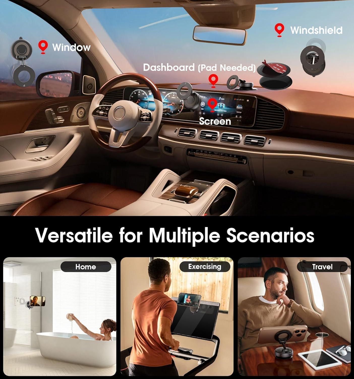 360° Magnetic Car Mobile Holder for Dashboard Vacuum Suction Phone Holder